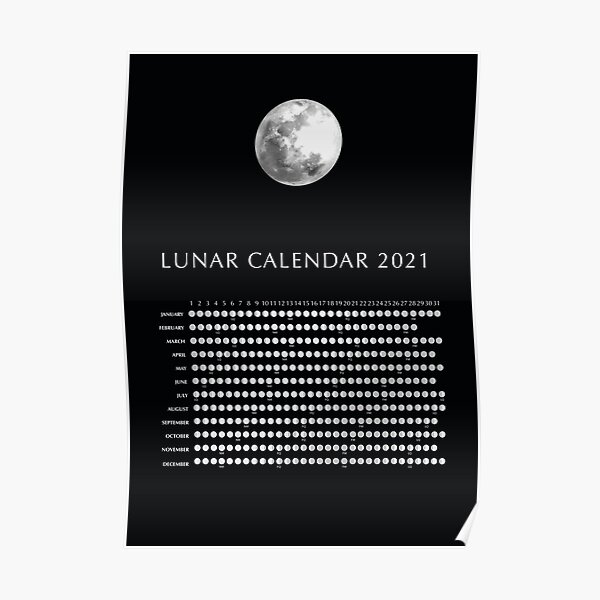 Lunar Calendar 2021, NY USA time zone Poster