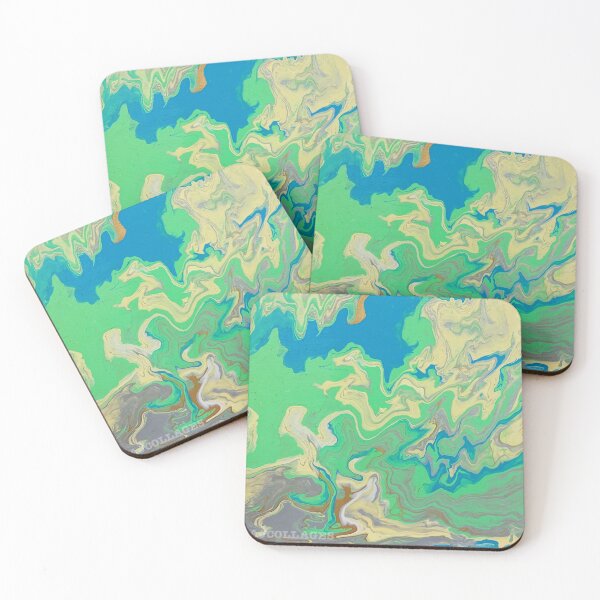 Item preview, Green + Blue Poured  designed and sold by Ajcollages.