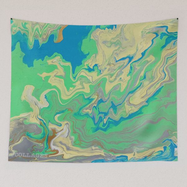 Item preview, Green + Blue Poured  designed and sold by Ajcollages.