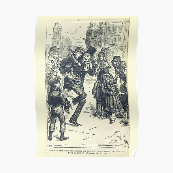"Bob Cratchit and Tiny Time" Vintage Cover of "A Christmas Carol" by Charles Dickens" (1886) Poster