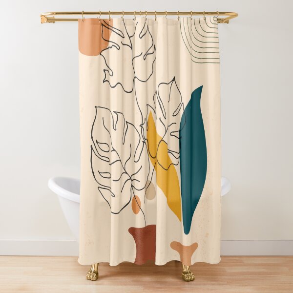 Monstera Love Minimalist Shower Curtain