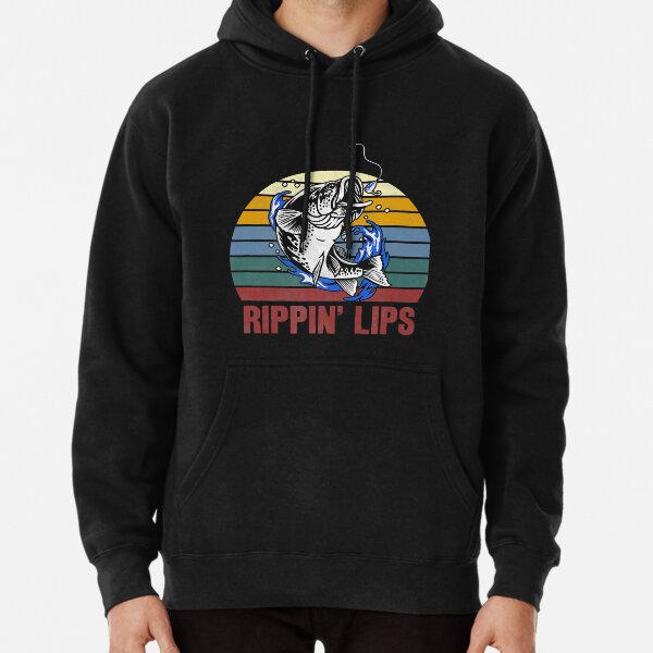 Rippin Lips Retro Vintage Bass Fishing Pullover Hoodie for Sale