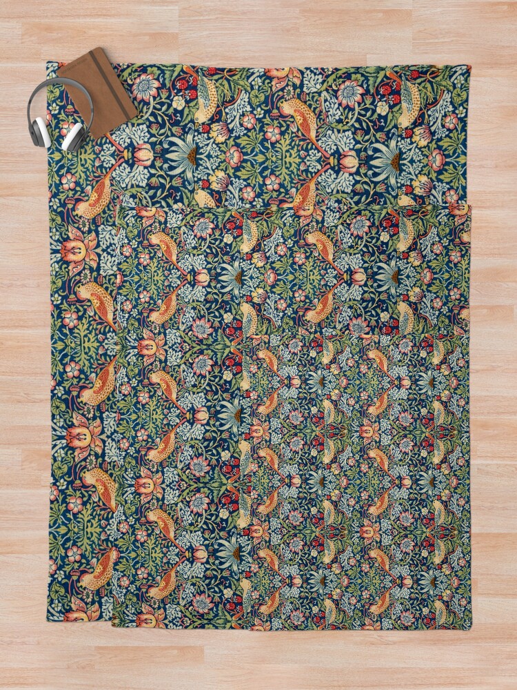 Alternate view of The Strawberry Thieves William Morris Pattern Throw Blanket