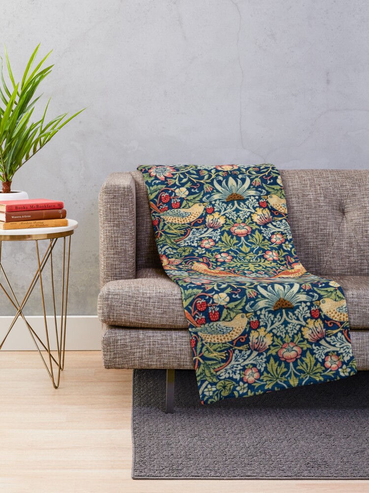Alternate view of The Strawberry Thieves William Morris Pattern Throw Blanket