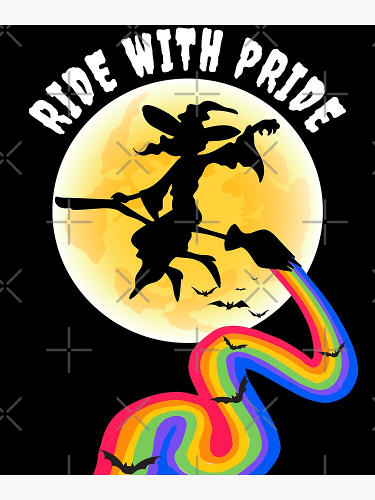 "Halloween Witch Ride With Pride LGBT Lesbian" Sticker for Sale by