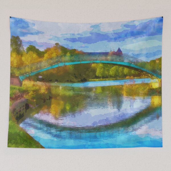 Item preview, Bridge Across the River with a Castle - Watercolor designed and sold by d1mology.