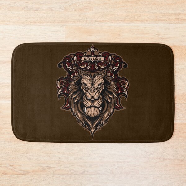 Item preview, Angry lion face design in wooden texture, vintage decorative artwork, Starring Lion head and the teeth on the outside of his mouth designed and sold by SSSTUDIOONE.
