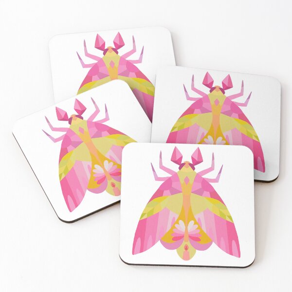 Item preview, Geometric Pink and Yellow Maple Moth Insect designed and sold by narwhalwall.