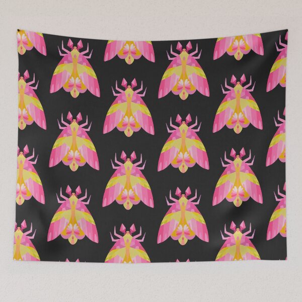 Item preview, Geometric Pink and Yellow Maple Moth Insect designed and sold by narwhalwall.