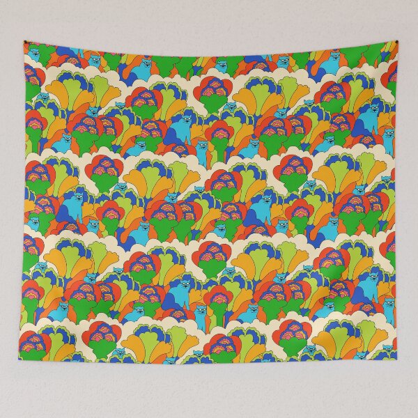 Item preview, Psychedelic blue cats designed and sold by Audrey Herbertson.