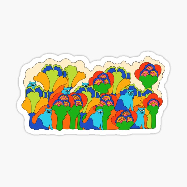 Item preview, Psychedelic blue cats designed and sold by Audrey Herbertson.