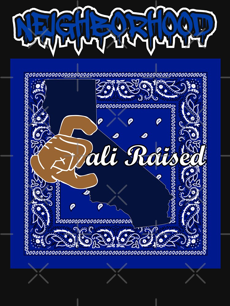 Cali Raised Blue Bandana Graphic T Shirt Handmade New -  New Zealand