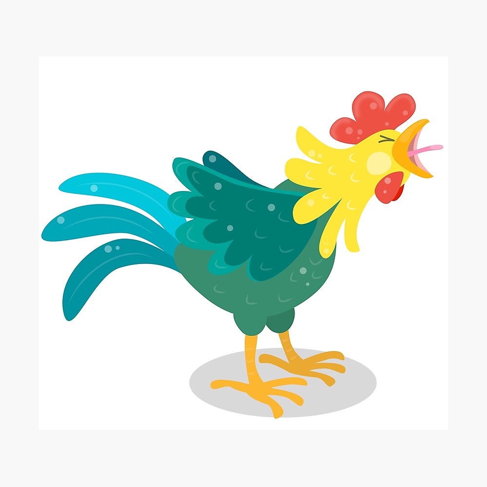 Cute crowing rooster cartoon illustration Cute crowing rooster cartoon illustration
