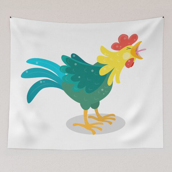 Item preview, Cute crowing rooster cartoon illustration designed and sold by FrogFactory.