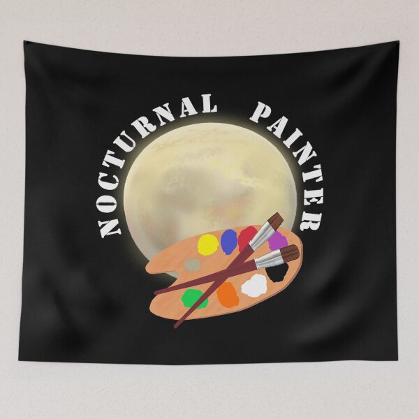 Item preview, Nocturnal Painter. Moon and Artist Paint Palette with Brushes. designed and sold by ArtByLM.