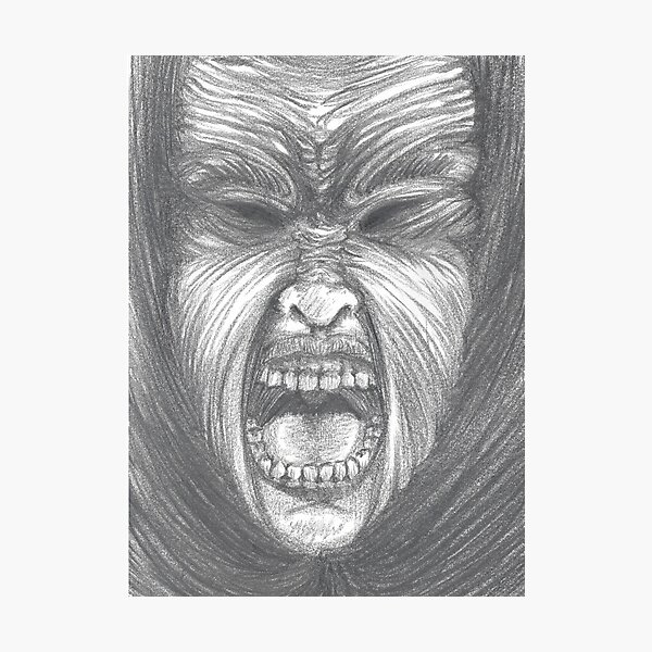 Comic Rage Scared Face Drawing Stencil (536) – Stencilville