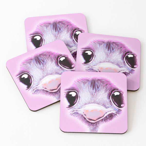Item preview, Emu ostrich face head bright pink face cute animals bird babies designed and sold by Julieford.