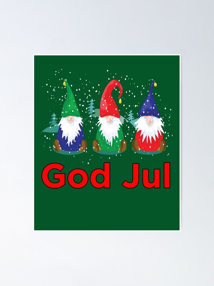 Poster Dieu Jul Tomte Nisse Gnomes Scandinave Joyeux Noel Par Funnytshirtemp Redbubble