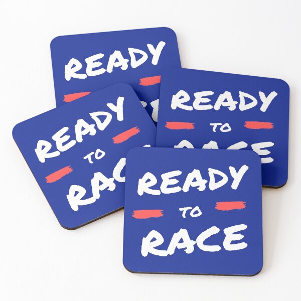 Item preview, Ready to Race! White Text on Blue Background, Red Accent designed and sold by JellyBeenzz.