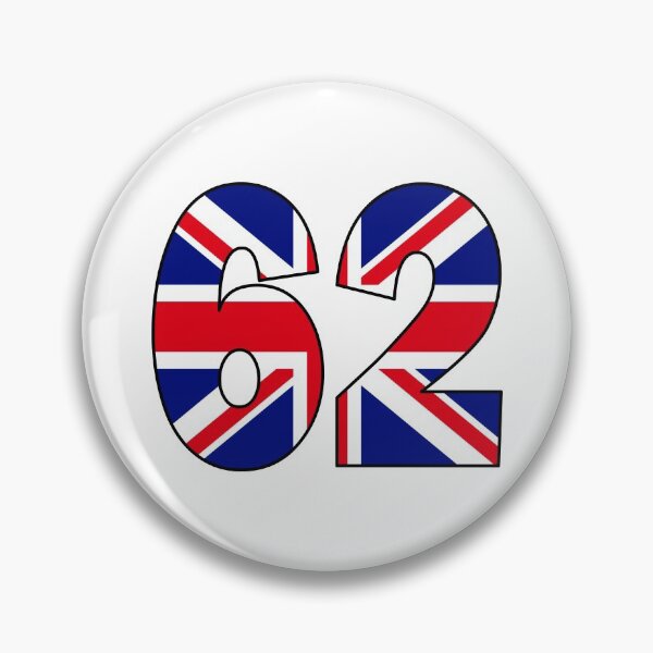 Item preview, Number 62 with UK flag on the background designed and sold by AllShirts21.