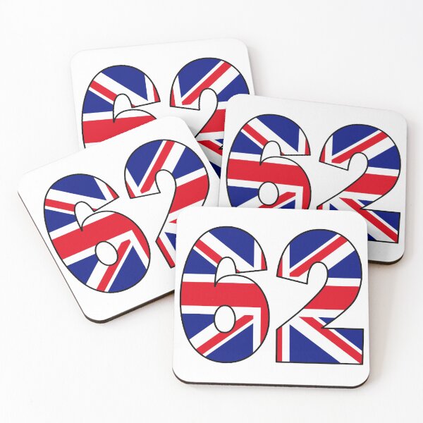Item preview, Number 62 with UK flag on the background designed and sold by AllShirts21.