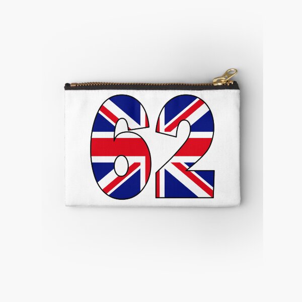 Item preview, Number 62 with UK flag on the background designed and sold by AllShirts21.
