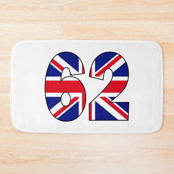 Item preview, Number 62 with UK flag on the background designed and sold by AllShirts21.