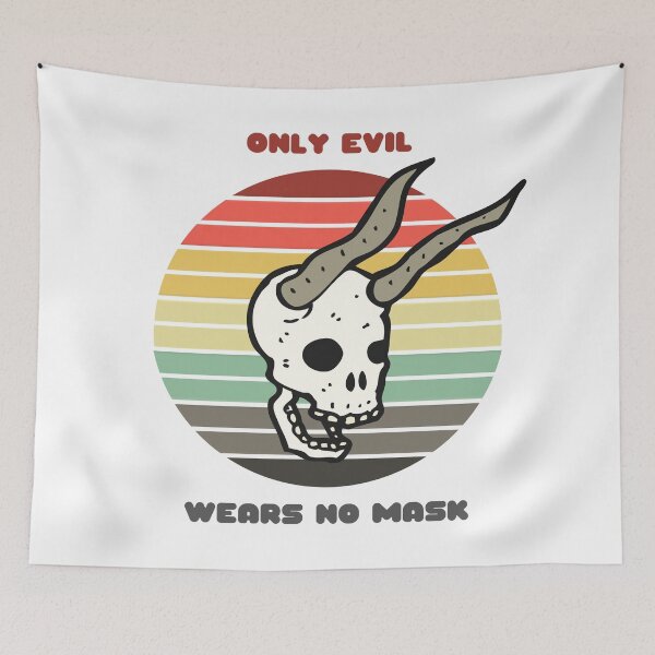 Item preview, Sunset Demon Skull / Only Evil Wears No Mask designed and sold by Nathalie Aynié.