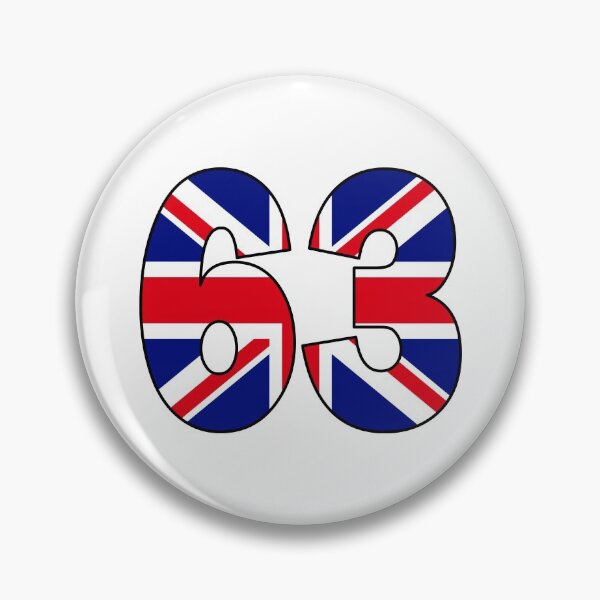 Item preview, Number 63 with UK flag on the background designed and sold by AllShirts21.