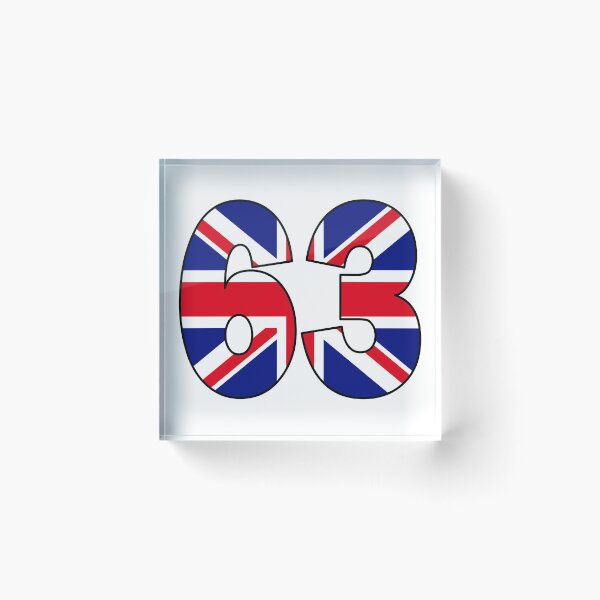 Item preview, Number 63 with UK flag on the background designed and sold by AllShirts21.