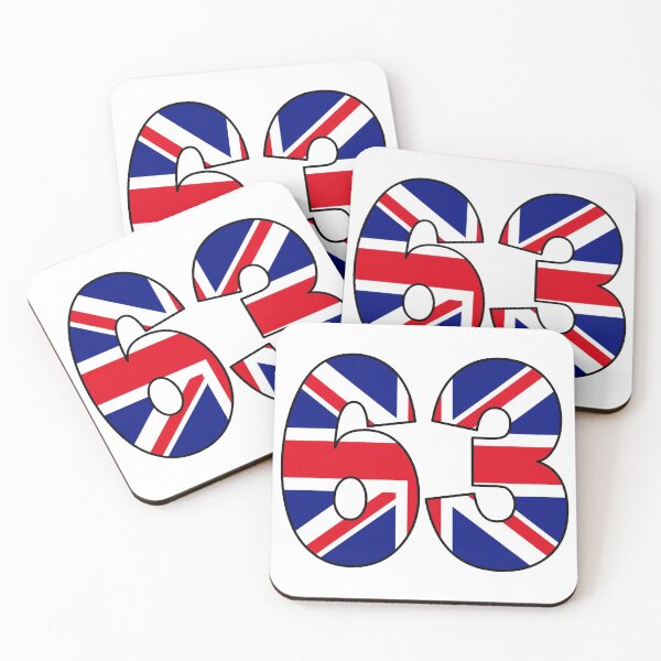 Item preview, Number 63 with UK flag on the background designed and sold by AllShirts21.