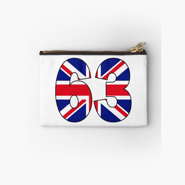Item preview, Number 63 with UK flag on the background designed and sold by AllShirts21.