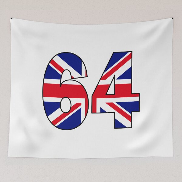 Item preview, Number 64 with UK flag on the background designed and sold by AllShirts21.