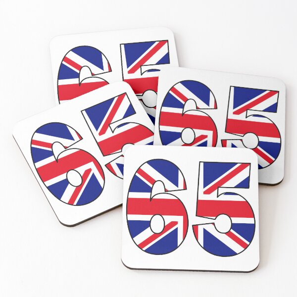 Item preview, Number 65 with UK flag on the background designed and sold by AllShirts21.