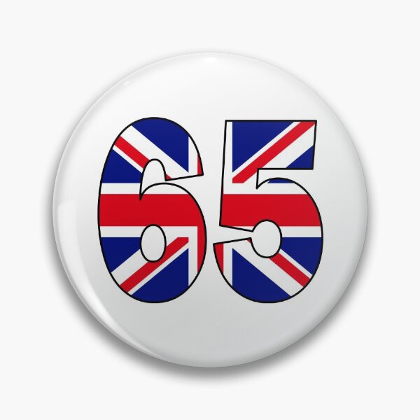 Item preview, Number 65 with UK flag on the background designed and sold by AllShirts21.