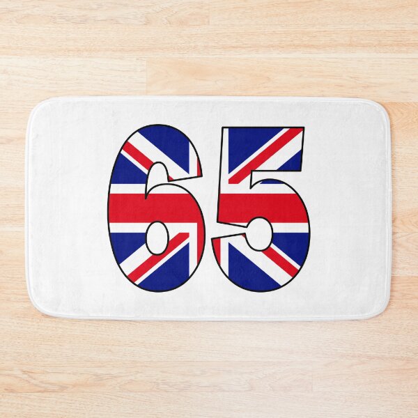 Item preview, Number 65 with UK flag on the background designed and sold by AllShirts21.