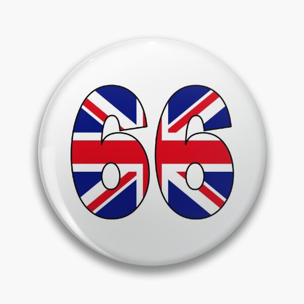 Item preview, Number 66 with UK flag on the background designed and sold by AllShirts21.