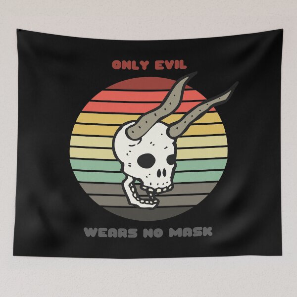Item preview, Sunset Demon Skull / Only Evil Wears No Mask designed and sold by Nathalie Aynié.