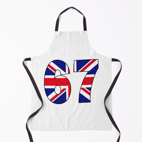 Item preview, Number 67 with UK flag on the background designed and sold by AllShirts21.