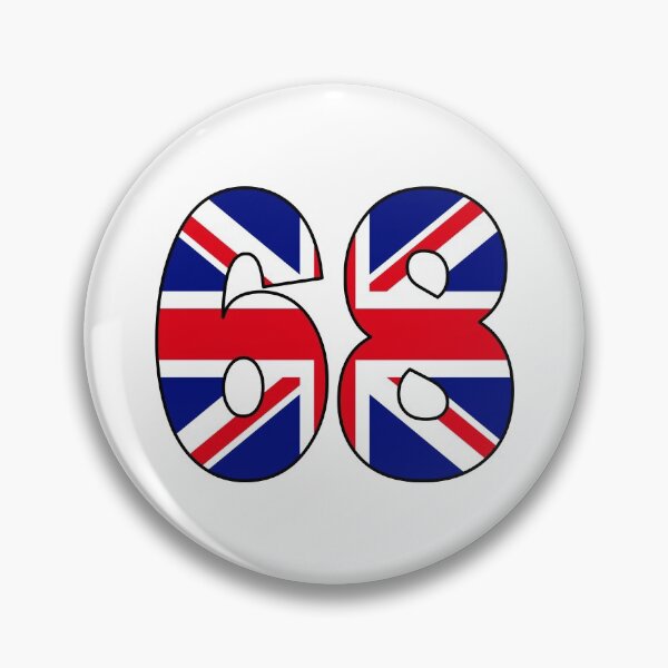 Item preview, Number 68 with UK flag on the background designed and sold by AllShirts21.