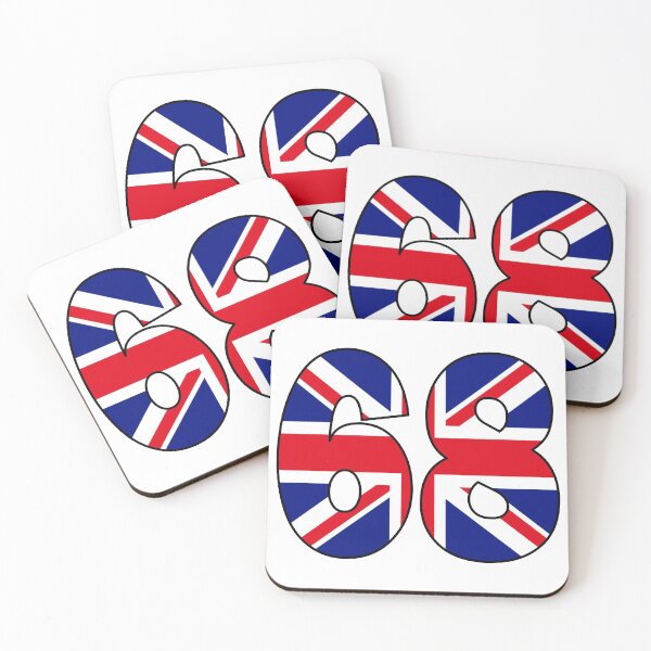 Item preview, Number 68 with UK flag on the background designed and sold by AllShirts21.