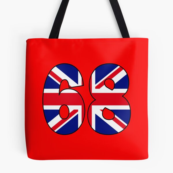 Item preview, Number 68 with UK flag on the background designed and sold by AllShirts21.