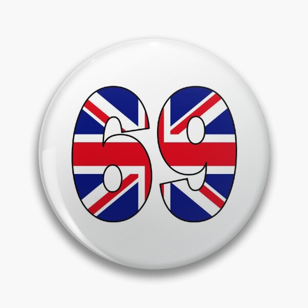Item preview, Number 69 with UK flag on the background designed and sold by AllShirts21.