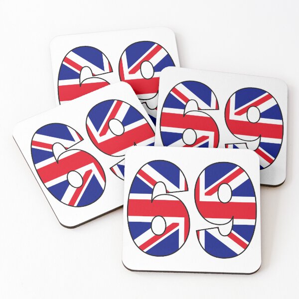 Item preview, Number 69 with UK flag on the background designed and sold by AllShirts21.