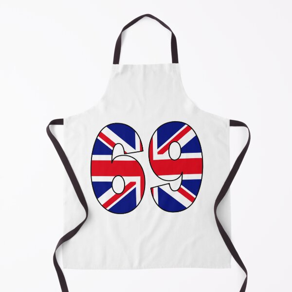 Item preview, Number 69 with UK flag on the background designed and sold by AllShirts21.