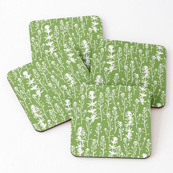 Item preview, Olive green. Summer. Wild herbs seamless pattern. White herbal silhouette on green. Stay wild. Wild life designed and sold by Yulia Chepurova.