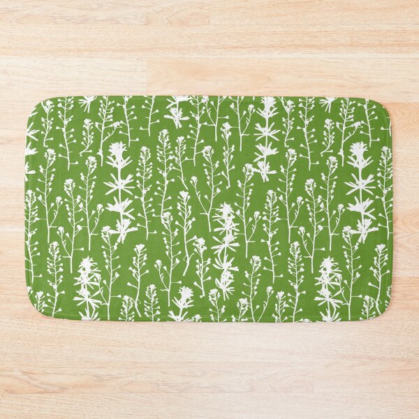 Item preview, Olive green. Summer. Wild herbs seamless pattern. White herbal silhouette on green. Stay wild. Wild life designed and sold by Yulia Chepurova.