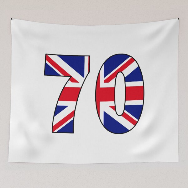 Item preview, Number 70 with UK flag on the background designed and sold by AllShirts21.