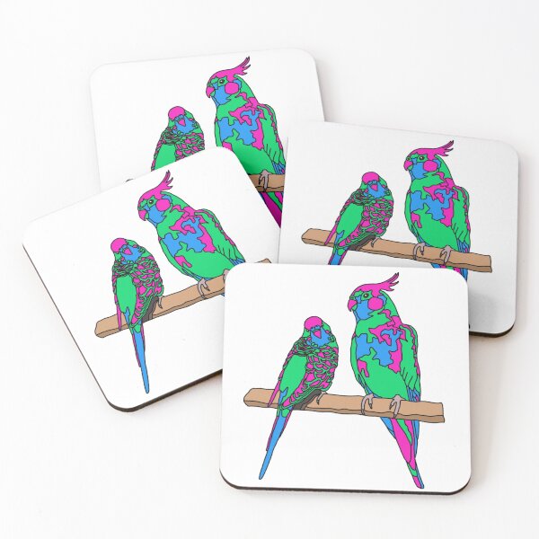 Item preview, Polysexual Pride Budgie and Cockatiel designed and sold by AdoraBirdArt.
