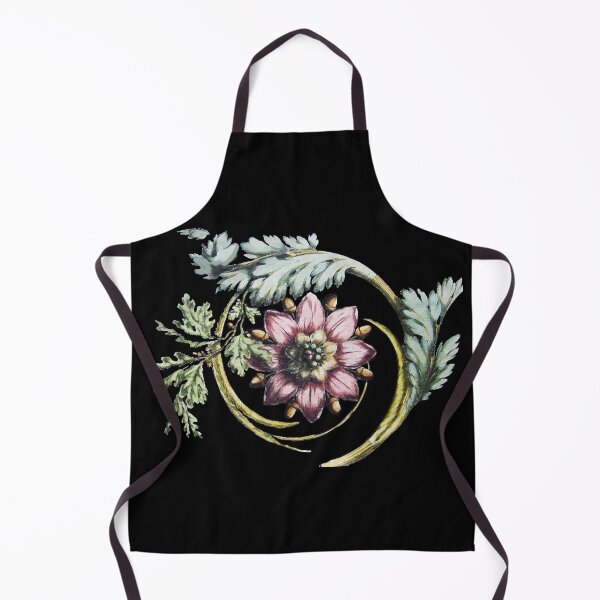 Artikelvorschau, ANTIKE BLÜTE MIT ROSA BLUMEN, GRÜNEN BLÄTTERN UND SCHWARZEN WIRBELN entworfen und verkauft von BulganLumini.